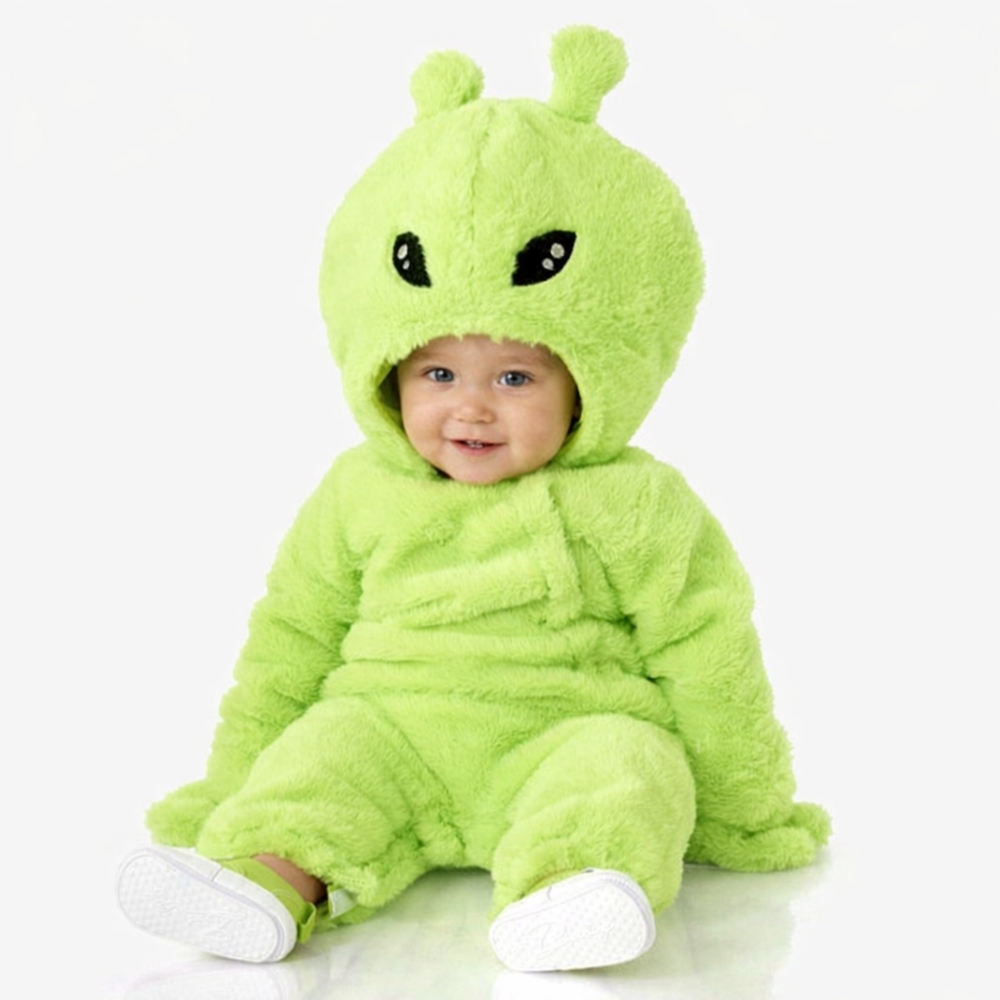 Pottery Barn Kids Green Alien Baby Halloween Costume 6–12 Months Plush NWT